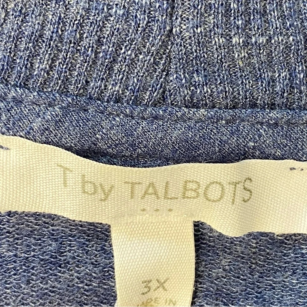 Talbots Cardigan Women Plus Size 3X Blue Open Front 3/4 Sleeve Ribbed Trim Light
